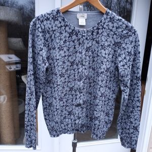 L.L. Bean Cotton Animal Print Cardigan Size Small